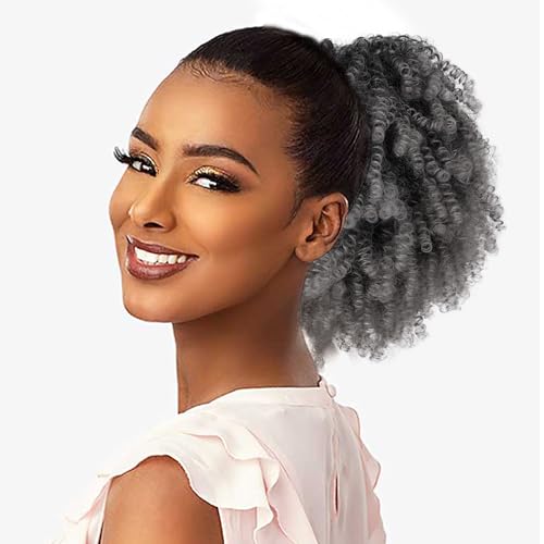 Yargel Hair Short Afro Kinky Curly Drawstring Ponytail Extension For Black Women Synthetic Afro Puff Ponytail Bun With Clips (1BT0906)