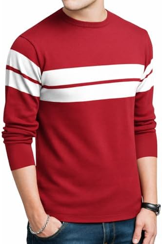 LEOTUDE Men's Full Sleeve Regular Fit Tshirt, Round Neck Cottonblend