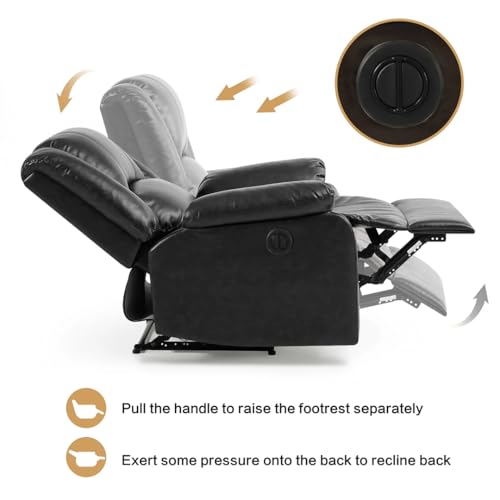 Image of Seventh Heaven Phoenix 1 Seater Motorised Recliner | Single Sofa Chair for Living Room Comfort | Ergonomic Design (Leatherette - Black)