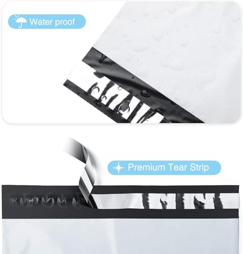 Image of Porpoise Tamper Proof Courier Bags 6.5 inch x 8 inch 25 Pieces White Poly Mailers Self Adhesive Shipping Bags with POD Jacket for Ecommerce Packaging Parcel Packing (25, 6.5 inch * 8 inch)
