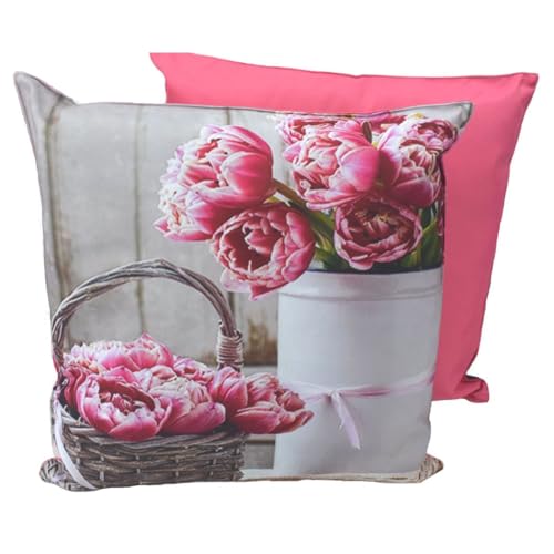 Marabella Outdoor Kissen 45x45cm wasserabweisend Stuhlkissen aus 17 Motiven wählbar, Bildmotiv:Tulpen