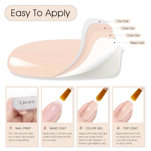 Image of CANNI 9ml Nude Pink Gel Nail Polish, High Gloss UV LED Soak Off Gel