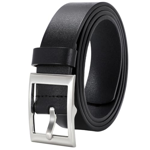BELTROAD Men's Leather Belt for Jeans, Work, Business & Casual - Black, One Size, 1.3" Width, Alloy Buckle
