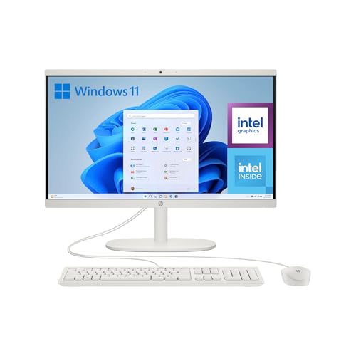 HP All-in-One 22-dg0014ns - Ordenador de 21.5' (Intel N100, 8GB RAM, 256GB SSD, Intel UHD Graphics, Windows) - White - Teclado QWERTY Español