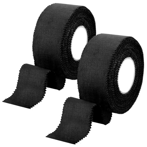 MOTIBACK Sporttape Schwarz - 2 Rollen Profi Sport Tape (2x 2.5cm x 10m) Reißbarer Unelastischer Tapeverband für Handgelenk Finger & Gelenke - Hautfreundliches (Schwarz)
