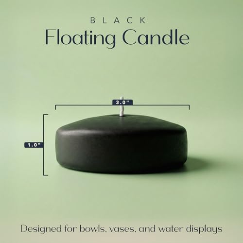 Image of Floating Candles 3 inch Black Unscented Dripless Wax Discs | Made in USA Long Burning Floating Candles for Centerpieces 8-10 Hour Burn Time, Weddings, Parties, Home Decor & Holidays - Royal Imports