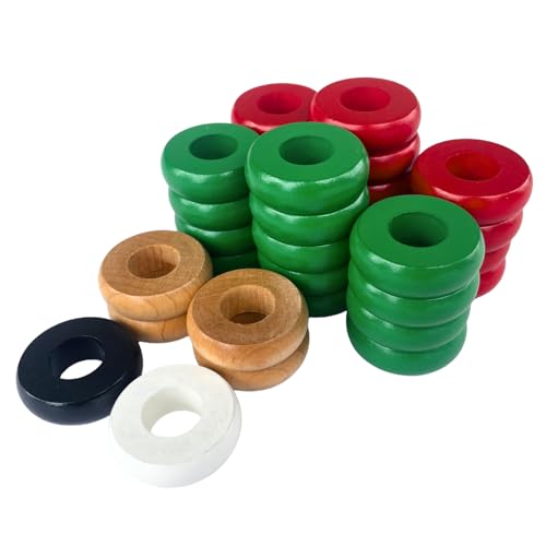 32 Red and Green Pinnochi/Pichenotte Board Game Rings (Large Rings
