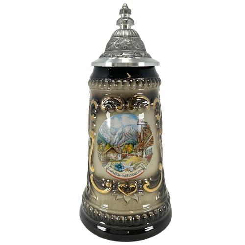 Pinnacle Peak Trading Company Black Garmisch Partenkirchen Shield German Beer Stein .5L ONE Mug Made Germany