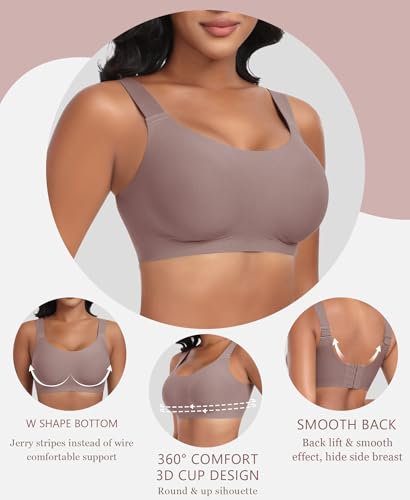 Image of Ganado Jelly Bras for Women No Underwire Wireless Seamless Push Up Bra Full Coverage Tshirt Bras Supportive Padded Bra