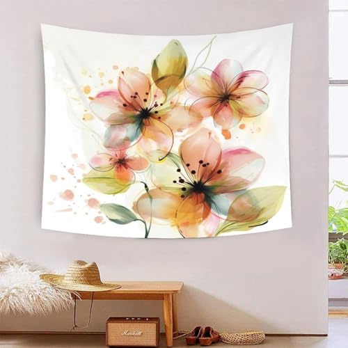 Tapices decorativos de pared 150cmx200cm con diseño floral en acuarela y relieve 3D