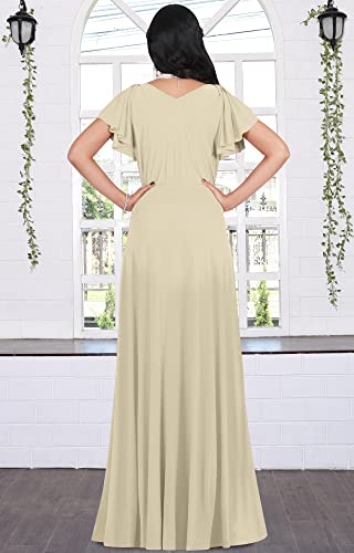 Image of KOH KOH Womens Long Sleeveless Bridesmaid Wedding Guest Prom Maxi Dress