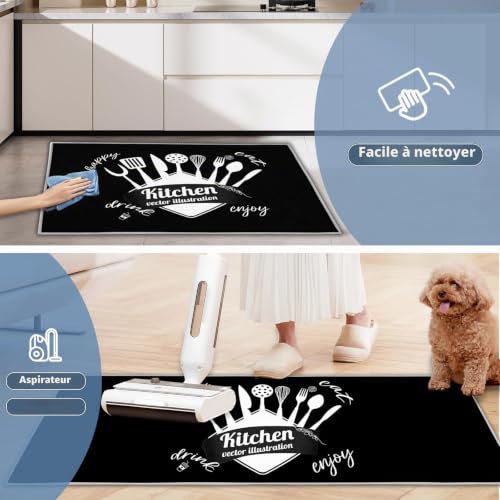 Hoimlm Lot de 2 Tapis de Cuisine Antidérapants，Anti-Fatigue pour décoration de la Maison et du Bureau - Imperméables, antidérapants et Confortables (D, 43x75cm+43x150cm) – vue 4
