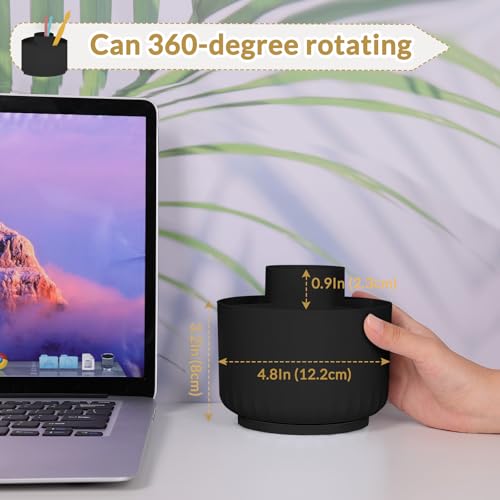 Image of SKYDUE 360 Degree Rotating Pencil Pen Holder for Desk, Dual-Purpose Desk Organizer, Rotating Pencil Cup with 5 Slots, Office Supplies, Desk Decor for Office, School, Home