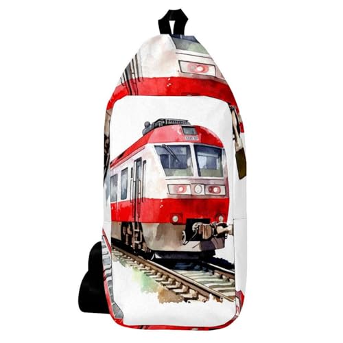 Sac à dos à bandoulière imprimé train aquarelle multicolore et compact