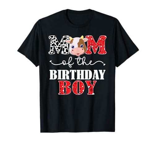 Mamma del compleanno per ragazzo mucca fattoria 1 ° compleanno mucca mamma Maglietta