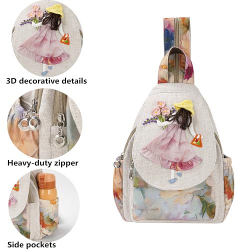 Image of Womens Boho Cotton Hemp Cloth Backpack | Vintage Embroidered, Casual Purse, Handbags, Messenger Bag