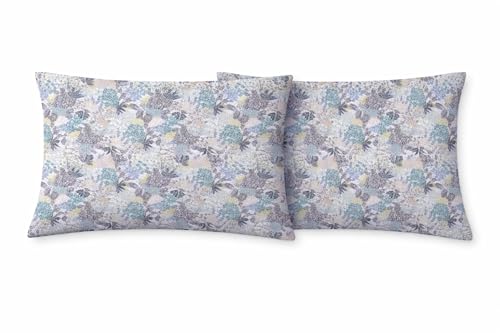 Image of Microfiber Pillow Cover 17x27 Inch (Pack of 2) | Soft & Durable | Ideal for Bed & Sofa Garden Floral Print