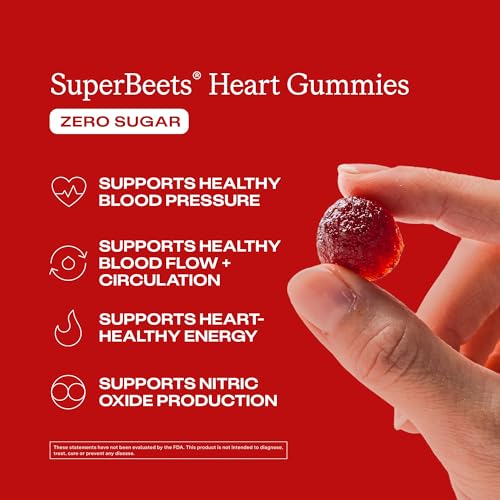 Humann SuperBeets Heart Gummies Zero Sugar - Beet Gummy with Energy Support, Grape Seed Extract & Beetroot Powder - 60 Count - Thumbnail 3