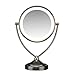 Conair Reflections Double-Sided Fluorescent Lighted Vanity Makeup Mirror, 1x/10x magnification, Oiled Bronze