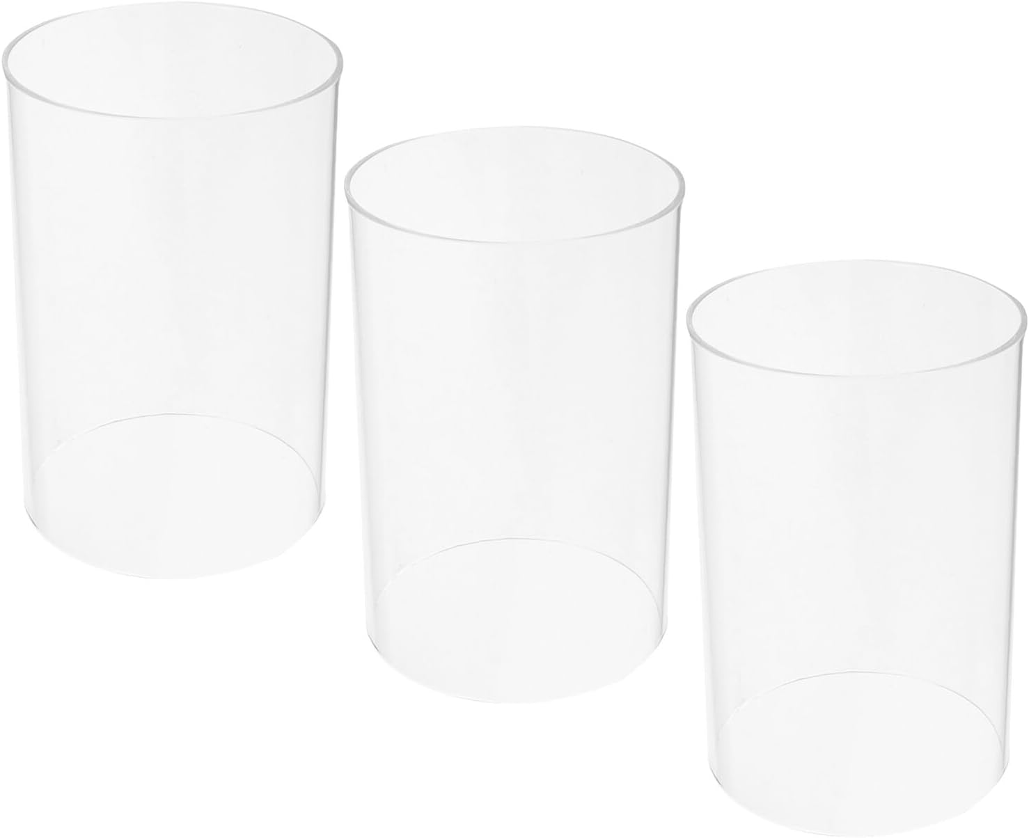 Glass Candle Holder Hurricane Sleeve 10x15cm Glass Lampshade Windproof Open Ended Candle Chimney Cover for Home Decor Wedding Table, 3pcs Set