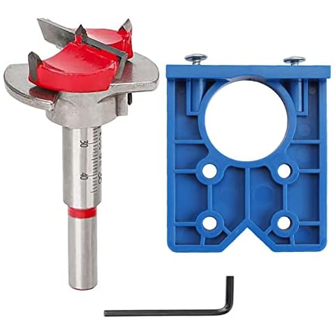 Cymax Hinge Jig Drill Guide Set,35mm Concealed Hinge Hole Drilling Jig Forstner Bits Set Hinge Hole Cutter for Door Kitchen Cupboard Cabinet Hinge Cover
