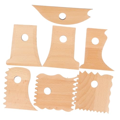 HOMSFOU 7pcs Clay Model Tool Kit Polymer Clay Tools for Jewelry Making Modelling Sculpting Clay Modeling Clay Cutting Tools Clay Sculpture Measuring Tool Clay Sculpture Tool Wooden Beige