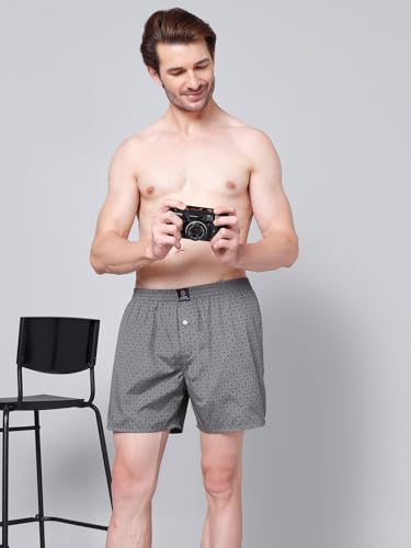 Image of Urban Scottish Men's Pack of 2 Cotton Printed Boxers with Side Pockets