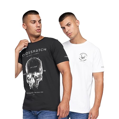 Crosshatch Herren Skulfux T-Shirt, schwarz/weiß, S
