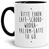 Tassendruck Lustige Tasse mit Spruch Bitte einen Café to go - Büro/Job/Arbeit/Witzig/Kaffee-Tasse/Geschenk-Idee/Innen & Henkel Schwarz