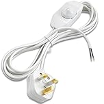 Plug In Dimmer Switch, Lamp Cord with Rotary Dimmer Switch and UK Plug, 1.8 Meters 2 Core In Line Switch for Lamps, 250V 6A Switch Extension Lead, Standard Replacement Lamp Cable, White 1.8M