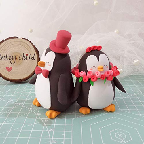 Unique Wedding Cake Toppers Penguins - Bride And Groom Figurines Personalized Elegant Animal Wedding Gift #TOP3