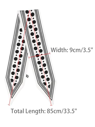 Women 50s Polka Dots Neck Scarves, Skinny Long Satin Silky Ribbon Headband Hair Band Neckerchief Neck Scarf3