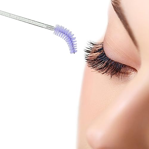 Image of G2PLUS 100PCS Disposable Mascara Brushes, Crystal Lash Brush Makeup Kit, Adjustable Eyelash Spoolies for Eyelash Extensions, Eyebrow and Makeup (White + Purple)