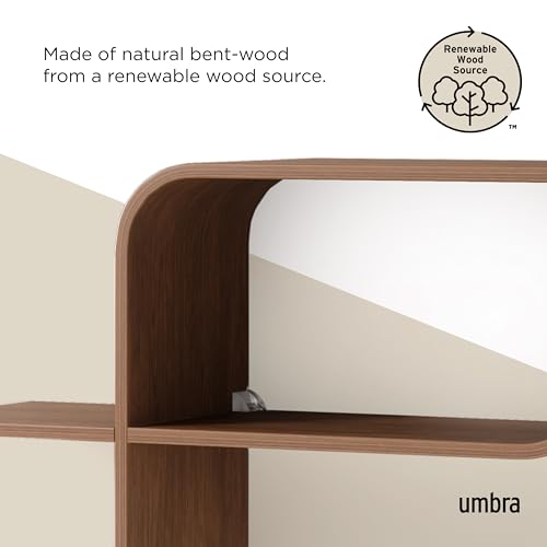 Umbra Montage Floating Wall Shelf Display Case, Made of Natural Bent Wood, Light Walnut by Umbra - Image 5