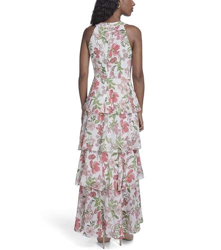 Image of Tommy Hilfiger Women's Sleeveless Halter Neck Tiered Skirt Maxi Dress