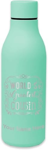 Miniatura 10 de LaserGram Botella de agua de acero inoxidable de doble pared, primo más grande del mundo, grabado personalizado incluido Azul