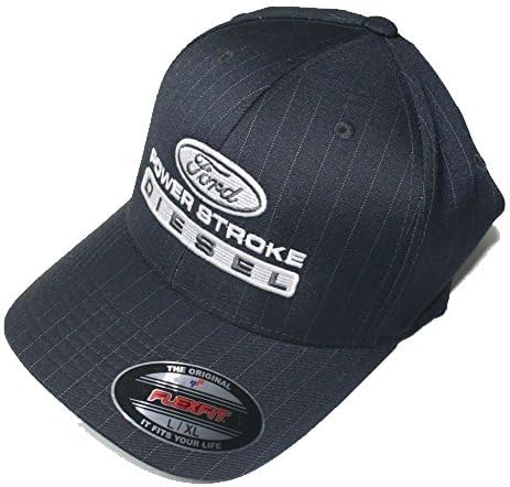S/M Grey Flexfit Fitted Powerstroke Trucker Ball Cap hat Diesel Flex fit pin Stripe