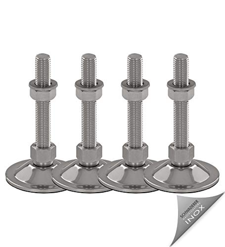 Preisvergleich Produktbild Schwaderer Maschinenfüße / Stellfüße / Nivellierfüße / Gelenkfüße, höhenverstellbar STFE 80-2-85, Ø 80mm, 4er-Set, lieferbar in den Gewindegrößen M8-M30, Edelstahl, mit Anti-Slip-Platte, (M10x100)