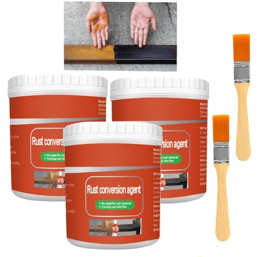Metal Rust Remover, Rust Conversion Agent with Brush,Rust Renovator Paint,Corrosion Resistant and Anti-rust,for Various Metal Products Surfaces,Long Lasting Protection (300g*3)