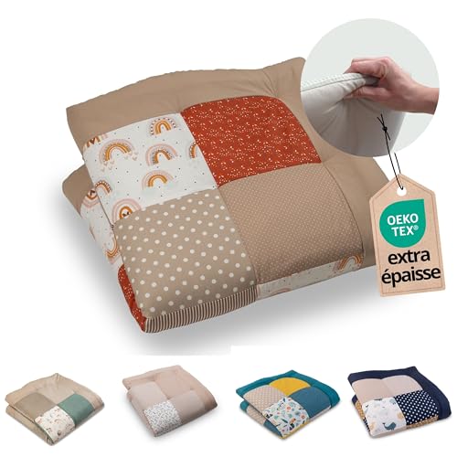 Tapis d'éveil ULLENBOOM 100x100 cm 100% OEKO-TEX Arc-en-ciel Épais et rembourré Idéal pour jeux, motricité et sol enfant