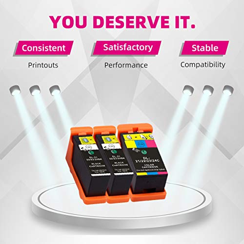 Intactech Replacement For Dell V515W, V715W, V313W, Series 21, Series 22, Series 23, Series 24 Ink Cartridges 3 Pack (2 Black/1 Color) Work For Dell V313, V313W, V515W, V715W, P513W, P713W Printer #TOP1