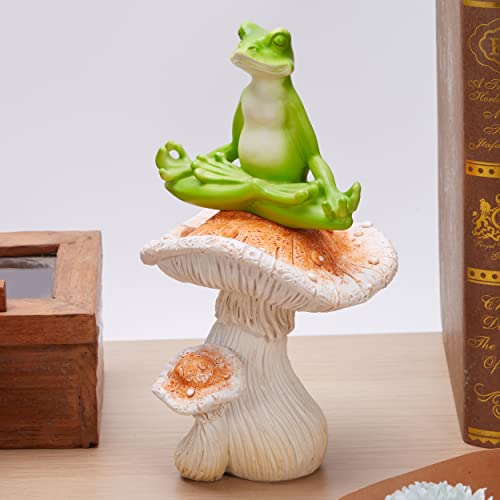 Qmaggice Meditating Yoga Frog Statue, Frog Statue Yoga Zen Decor, Garden Frog Outdoor Decor, Yoga Pose Zen Frog Figurine For Home Decor, Frog Desk/Shelves Decoration #TOP2