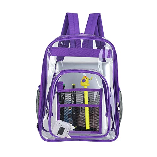 Sac à dos d'école transparent et sac à dos de voyage violet unisexe