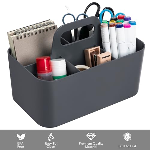Image of Tiawudi Multipurpose Caddy Organizer, Plastic Caddy with Handle, Stackable Desk Organizer for Stationery, Marker and Pencil, Office Supplies Organizer, Dorm Caddy