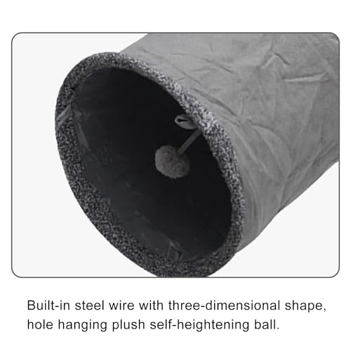 Túnel para Gatos, Brinquedo de Túnel Circular de Camurça Dobrável para Gatos Com Bola Divertida, Des