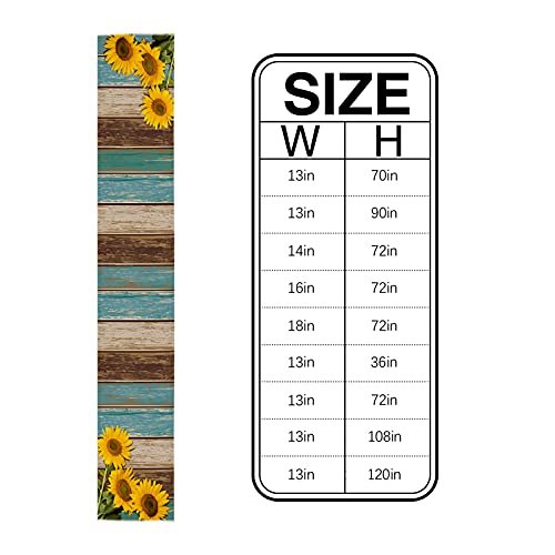 Country Yellow Sunflower Table Runner Dresser Scarf, Vinatge Teal Brown Wood Board Decorative Table Runners For Home Kitchen Dinning Room Banquet Holiday Party, 13X36In #TOP5
