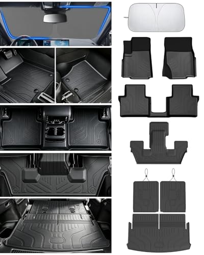 Image of Floor Mats Cargo Liner Fit for 2021-2026 Jeep Grand Cherokee L (Only for 6-Seater w /o 2nd Row Center Armrest), All Weather Car Floor Liners Trunk Cargo Liner Car Accessories