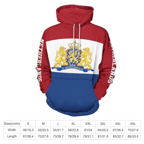 Sweat à capuche drapeau néerlandais 3D pull rouge bordeaux - 5