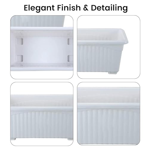 Image of Plastic Window Planters | Garden Planting Pots | Flower Plant Pots for Home Garden & Balcony | Flower Planters for Balcony and Terrace Gardens | Pack of 5 (White)