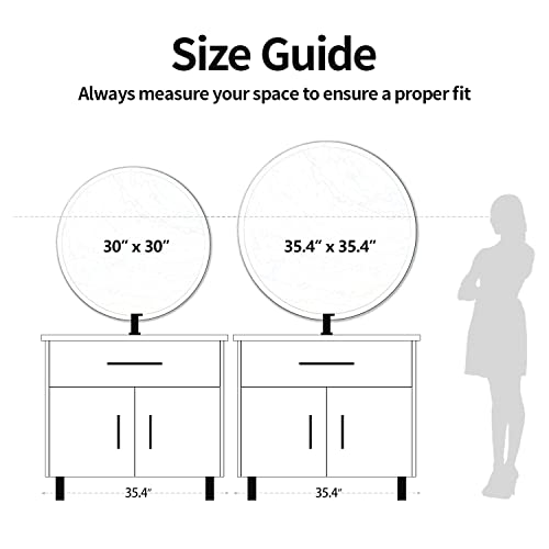 Dapai 36 Inch Frameless Round Wall Mirror .Large Circle Mirror With 1" Beveled Edge For Vanity, Bathroom, Bedroom, Or Entryways. #TOP5